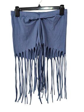 Love J Women's Blue Grey Fringe Shorts w. V Front Size Medium